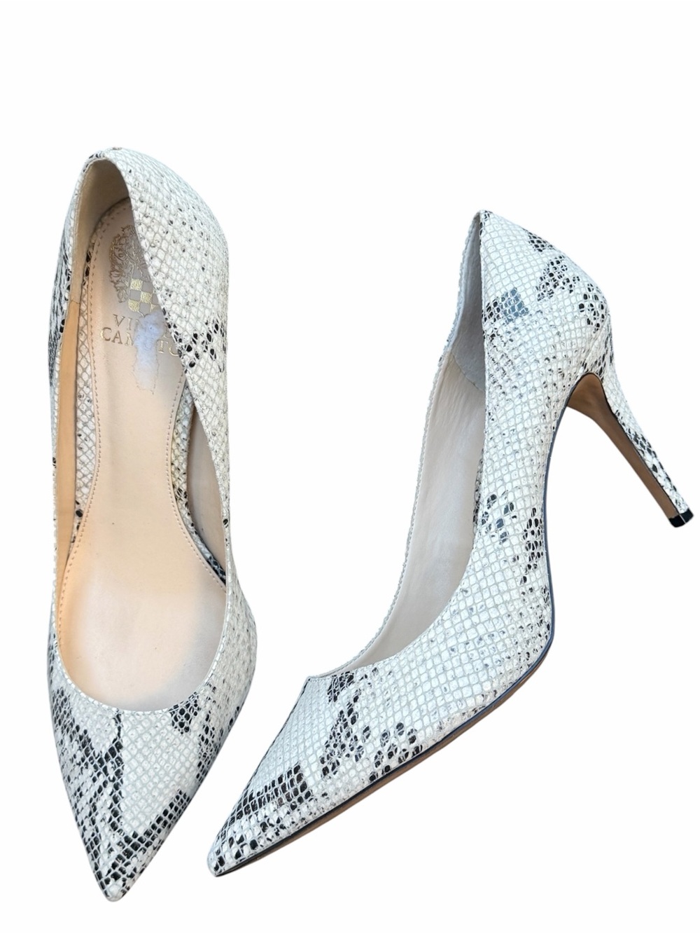 VINCE CAMUTO Bellis Snake Print Leather Pointed Toe Heels Women’s Size 10